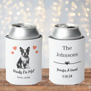 Porta-lata Casamento de Pet Personalizado em Boston Terrier p