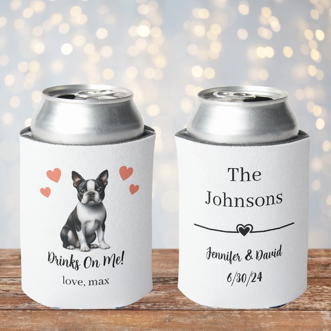 Porta-lata Casamento de Pet Personalizado em Boston Terrier p (Criador carregado)