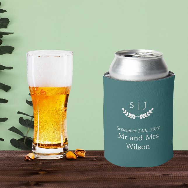 Porta-lata Casamento de Toneladas de Jewel Verde Monograma El (Criador carregado)