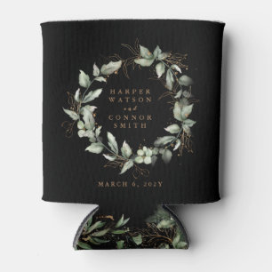 Porta-lata Casamento Dourado de Eucalyptus Wreath, preto mode