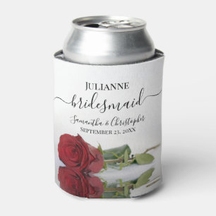 Porta-lata Casamento Elegante de Bridesmaid com Rosa vermelha