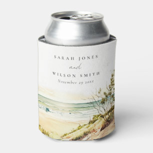 Porta-lata Casamento Elegante Dusky Coastal Beach Sun Seascap