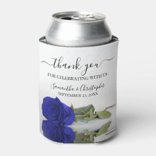 Porta-lata Casamento Elegante Real Rosa Azul Obrigado