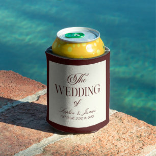 Porta-lata Casamento Elegante Vintage Marfim Burgundy Escuro