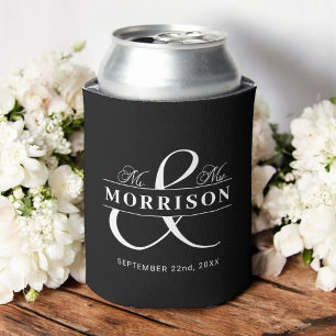 Porta-lata Casamento Favor Sr. Sra. Black White