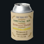 Porta-lata Casamento Favorece Algo Criando Cerveja Personaliz<br><div class="desc">Estas espumas de casamento bonito e personalizadas podem ter um olhar rústico em tons de bege e e marrom. O texto diz: "Algo antigo / Algo novo / Uma Cevada / Algo que se fez." Abaixo disso, a noiva e o noivo podem adicionar seus nomes e suas datas de casamento,...</div>