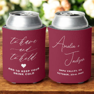Porta-lata Casamento Favorece Burgundy a ter e a segurar