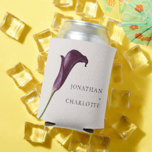 Porta-lata Casamento Flor de Lírio Calla Roxa Elegante