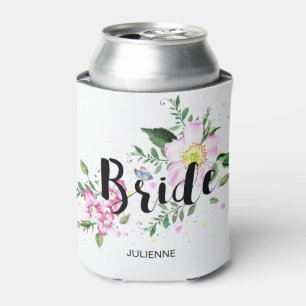 Porta-lata Casamento Floral Aquarela Noiva
