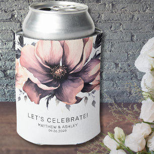 Porta-lata Casamento Floral Cor-de-Rosa Boho Moderno Elegante