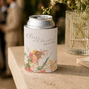 Porta-lata Casamento Floral Pintado com Tonalidade Romântica