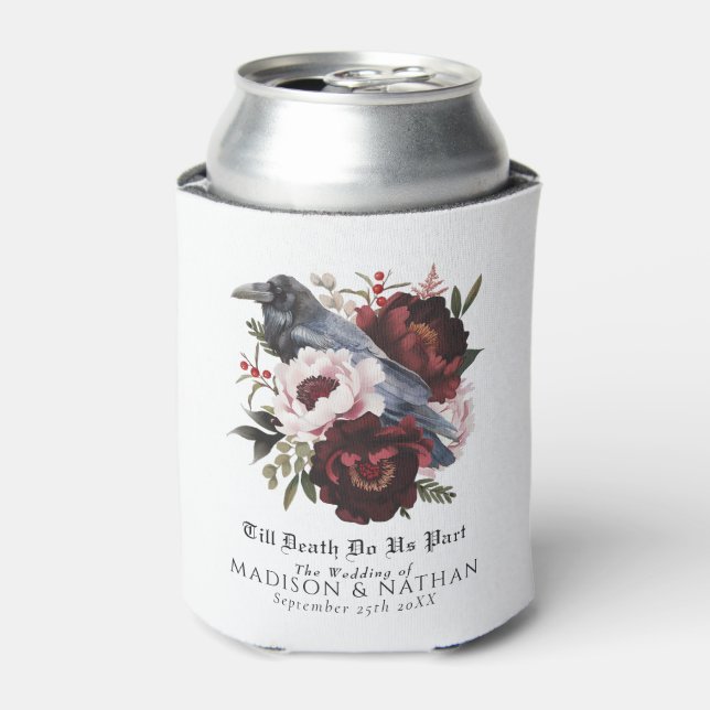 Porta-lata Casamento Floral Raven Raven Gótico Romântico (Can Front)