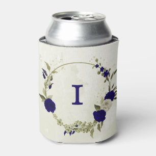 Porta-lata Casamento floral real de bege azul