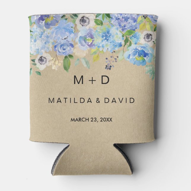 Porta-lata Casamento Floral Russo Azul (Frente)