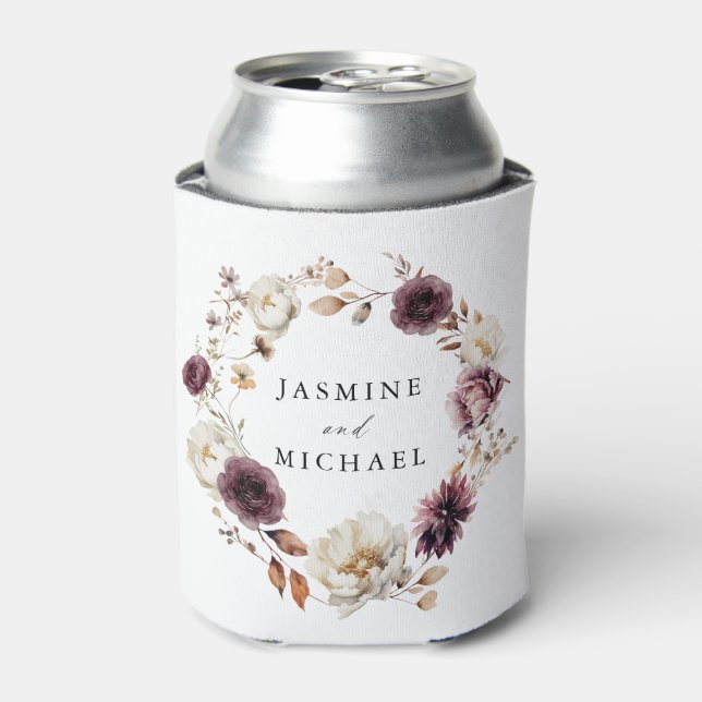 Porta-lata Casamento Floral Russo do Outono e de Marsala (Can Front)