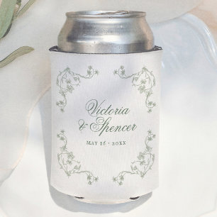 Porta-lata Casamento Floral Vintage Verde Salvia