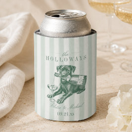 Porta-lata Casamento Labrador Retriever com Listras em Verde