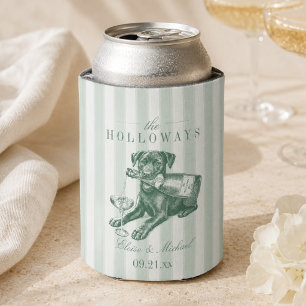 Porta-lata Casamento Labrador Retriever com Listras em Verde