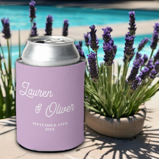 Porta-lata Casamento Minimalista de Script Roxo Lilac