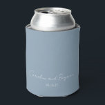Porta-lata Casamento Mínimo Elegante Personalizado Dusty Blue<br><div class="desc">Casamento Mínimo Personalizado De Casamento Mínimo Dusty Blue Can Cooler</div>