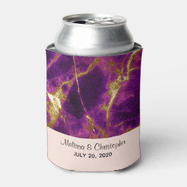 Porta-lata Casamento Moderno Roxo e Dourado Abstrato Marble