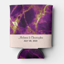 Porta-lata Casamento Moderno Roxo e Dourado Abstrato Marble