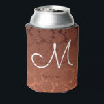 Porta-lata Casamento outono Rustic Elegante Terracotta Monogr<br><div class="desc">Elegante terracotta de casamento outono marrom-branco. Monograma floral de cerveja personalizada mais fria. Chic,  moderno,  moderno,  clássico,  na moda,  lindo padrão metálico sucinto. Imagem copyright Marg Seregelyi Fotografia.</div>