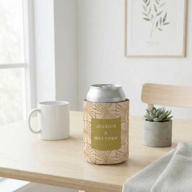 Porta-lata Casamento Personalizado Botânico Do Groovy Retro C (Criador carregado)