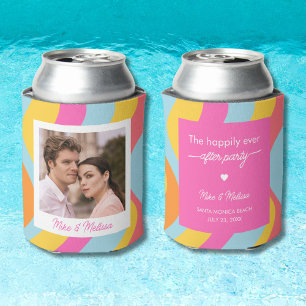 Porta-lata Casamento Personalizado Foto Retro Groovy Personal