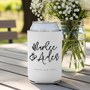 Porta-lata Casamento Personalizado Manuscrito Casual