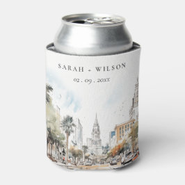 Porta-lata Casamento por Aquarela de Skyline da Flórida Chic 