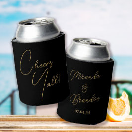 Porta-lata Casamento Preto Dourado Personalizado