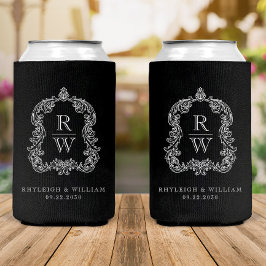 Porta-lata Casamento preto e branco do Monograma Crest