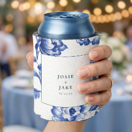 Porta-lata Casamento Quadrado em Azul Empoeirado Chinoiserie