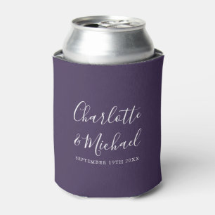 Porta-lata Casamento Roxo Script de Assinatura