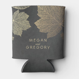 Porta-lata Casamento Russo de Chalkboard com Folhas Douradas