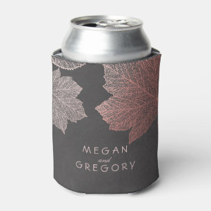 Porta-lata Casamento Russo de Chalkboard com Folhas Douradas