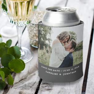 Porta-lata Casamento Salvar a Foto Simples de Preto Mínimo