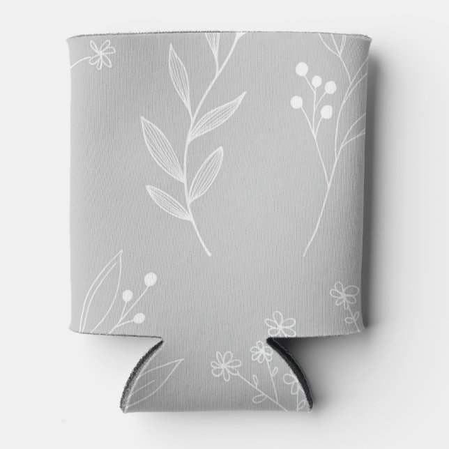 Porta-lata Casamento Silver White Floral Boho (Frente)
