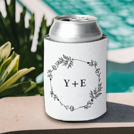 Porta-lata Casamento Simples e Branco Monograma