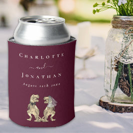 Porta-lata Casamento Temático de Dinossauros Borgonha e Creme