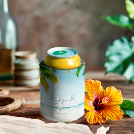 Porta-lata Casamento Tropical de Praia Costeira Retro Persona