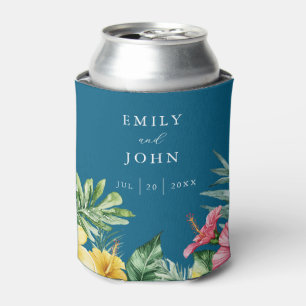 Porta-lata Casamento Tropical Floral Tropical Ocean Blue Wate