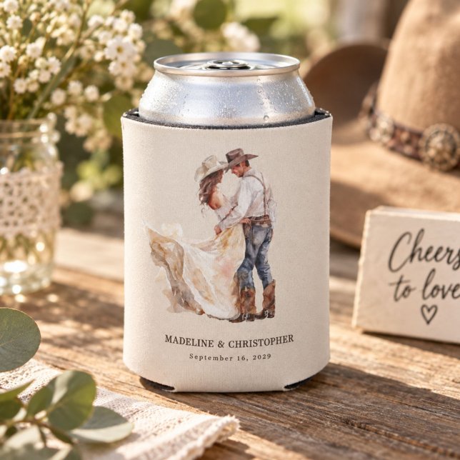 Porta-lata Casamento Western Rústico (Criador carregado)