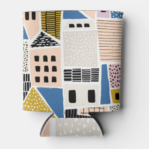 Porta-lata Casas Desenhadas Mão Abstrato