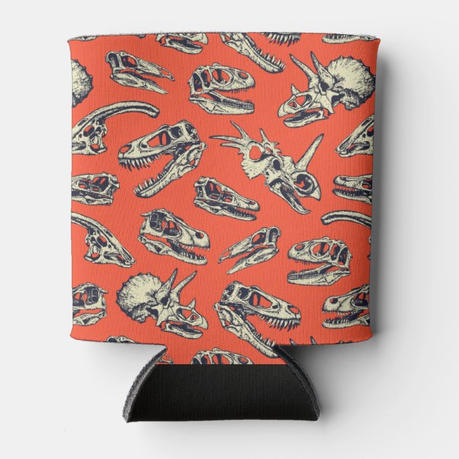 Porta-lata Cascas de Dinossauro Laranja e Marinho (Frente)