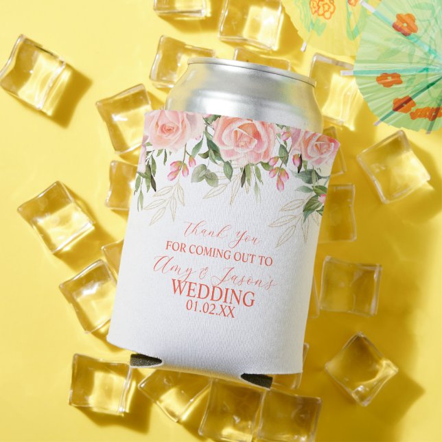 Porta-lata Castanho Floral Botânico Rosa Rosa Rosa (Verão in situ)