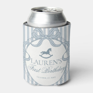 Porta-lata Cavalo de Balanço com Laço Coquette Azul Favor de 