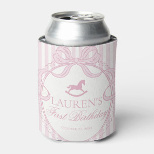 Porta-lata Cavalo de Balanço com Laço Coquette Rosa Favor de 