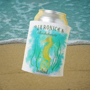 Porta-lata Cavalo-marinho amarelo sob o mar